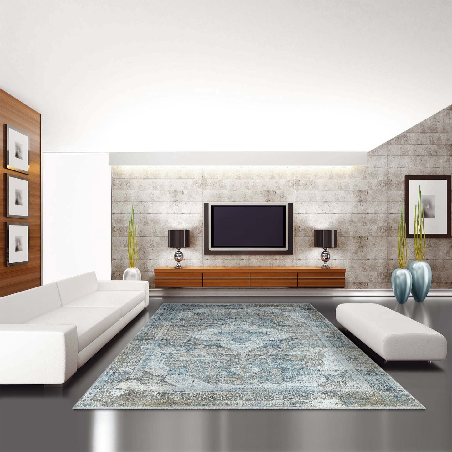 Bamboo-silk Rug 146 Lt Grey