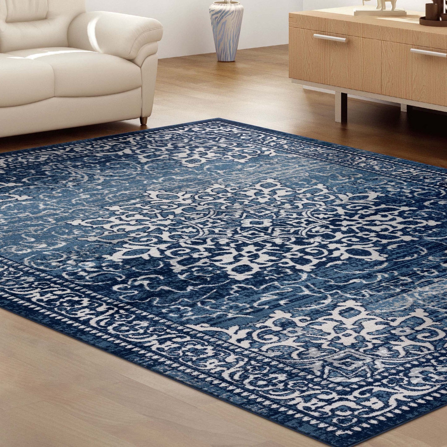 Turkish Vintage Rug 892 Navy