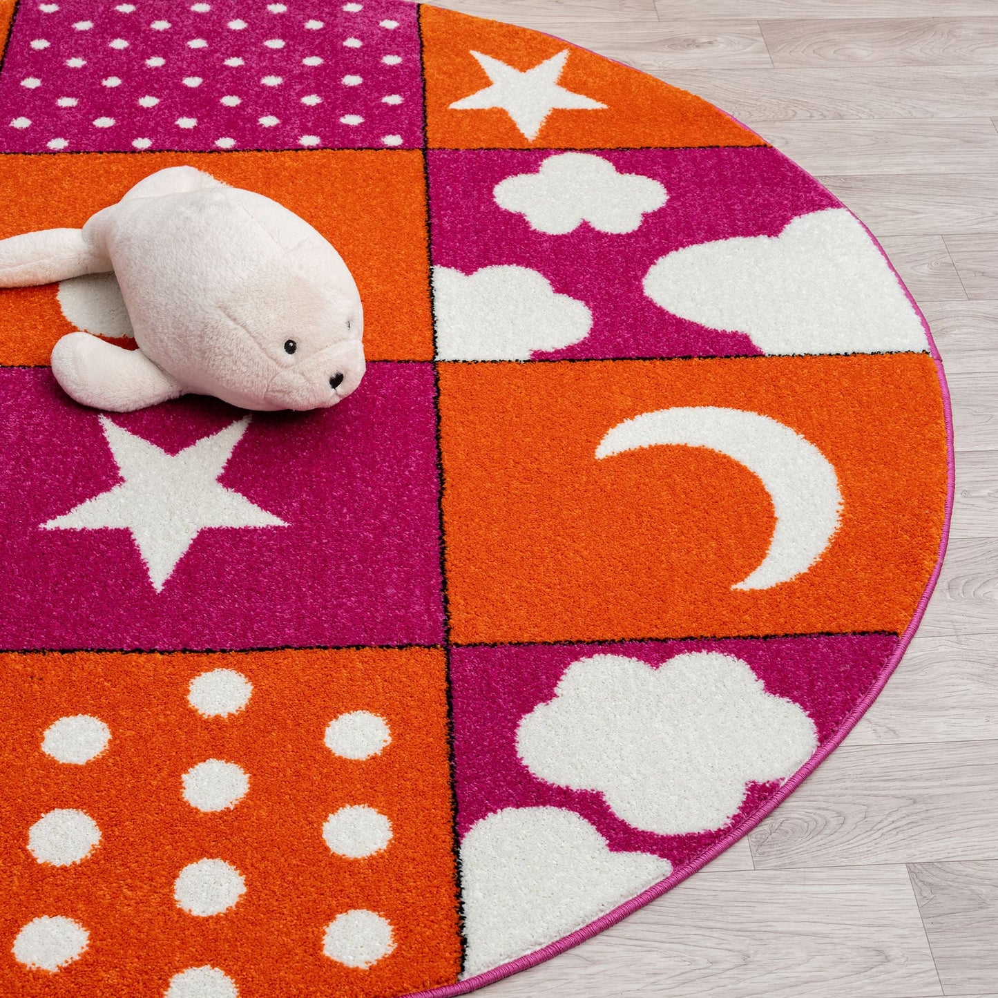 Kids Rugs 573 Pink Round