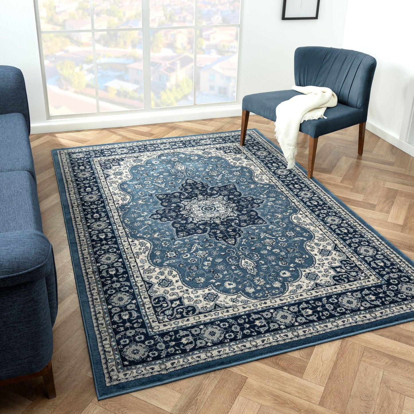 Turkish Vintage Rug 895 Navy