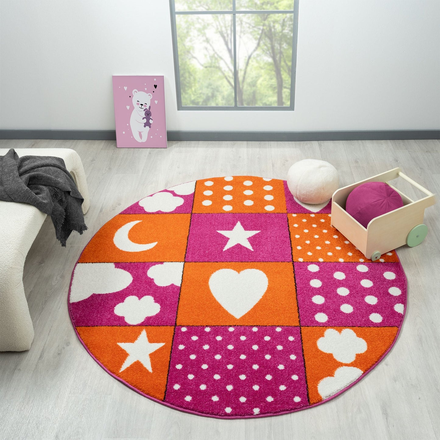 Kids Rugs 573 Pink Round