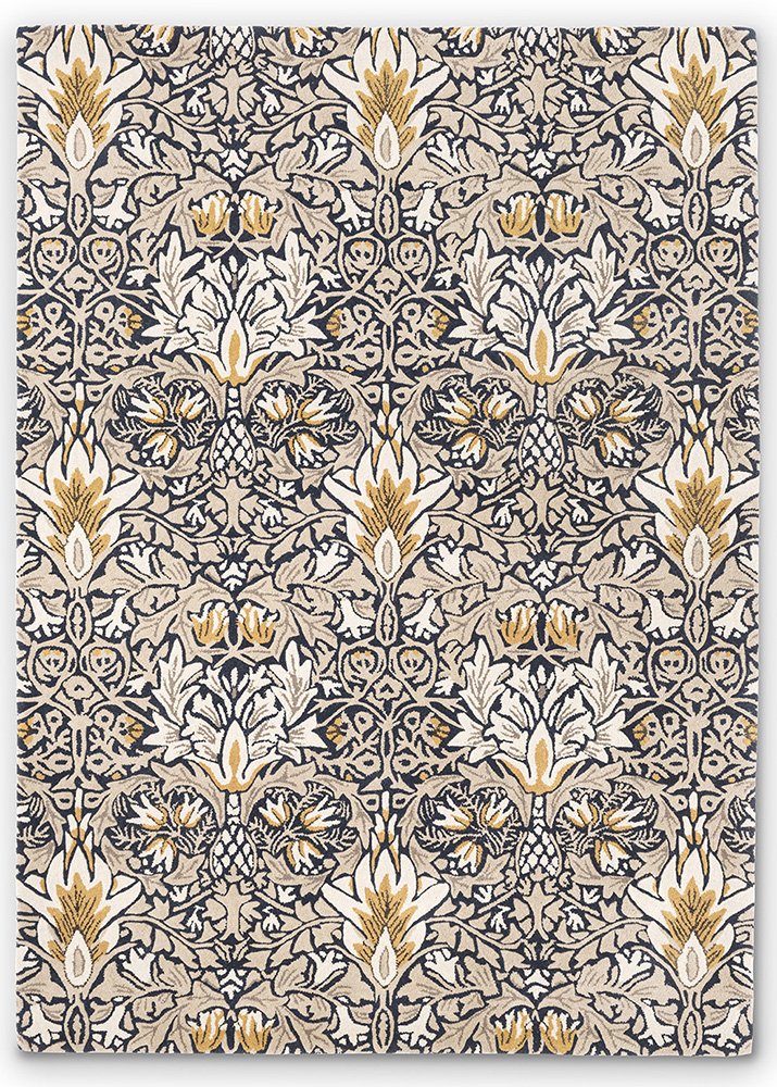 Snakeshead Floral Rugs 127208 in Indigo by William Morris