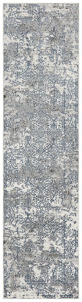 Kendra Yasmin Distressed Transitional Rug White Blue Grey