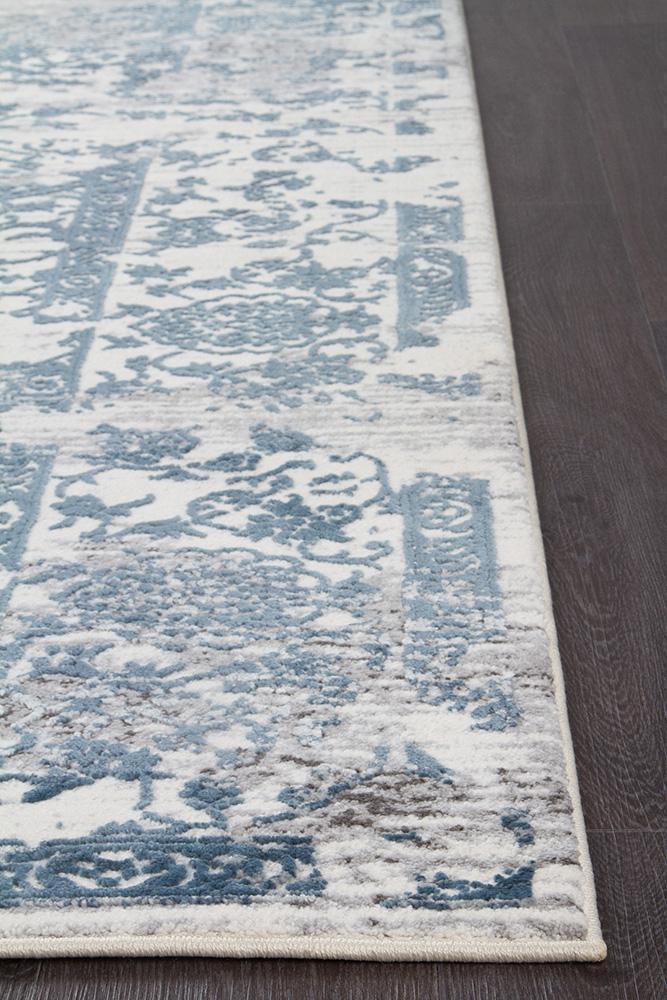 Kendra Yasmin Distressed Transitional Rug White Blue Grey