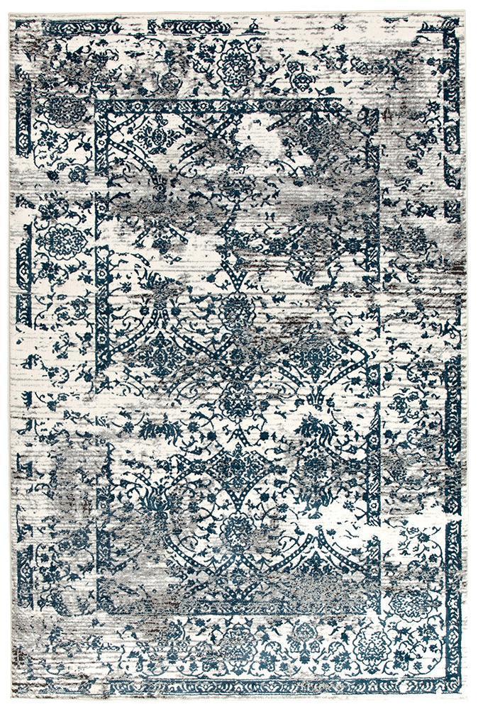 Kendra Yasmin Distressed Transitional Rug White Blue Grey