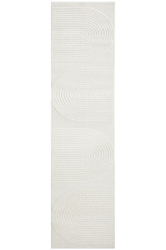 Lotus Abbey White Runner Rug