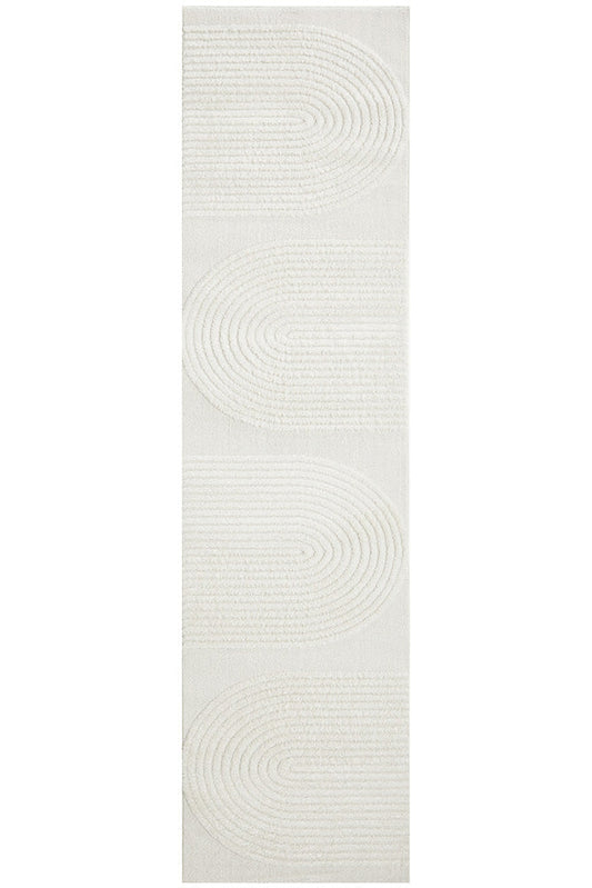 Lotus Abbey White Runner Rug