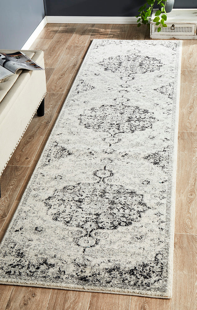 Museum Transitional Charcoal Runner Rug