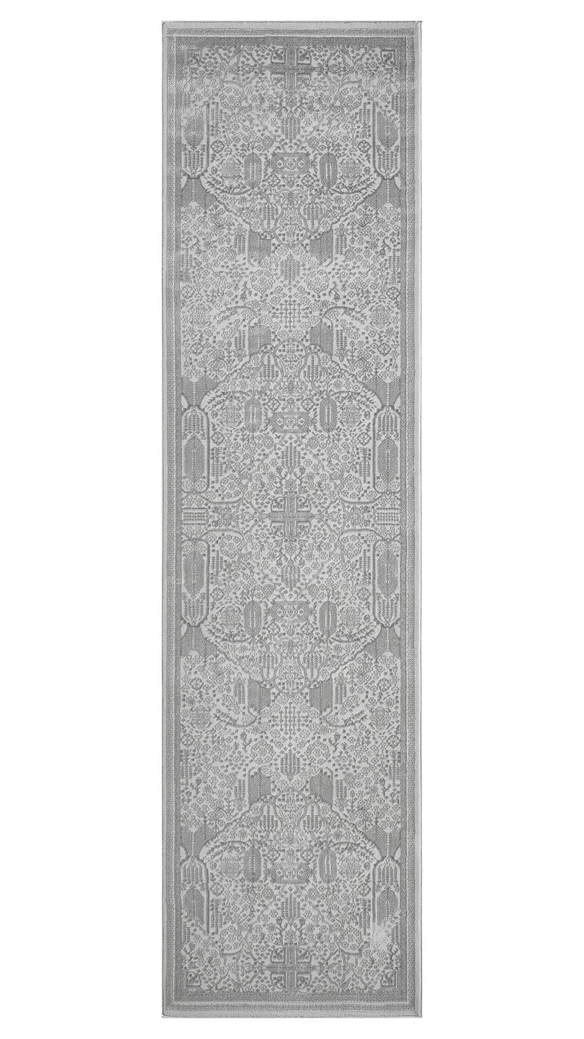 Gray patterned rug on a white background