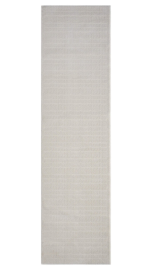 Rectangular rug with a subtle pattern on a plain background