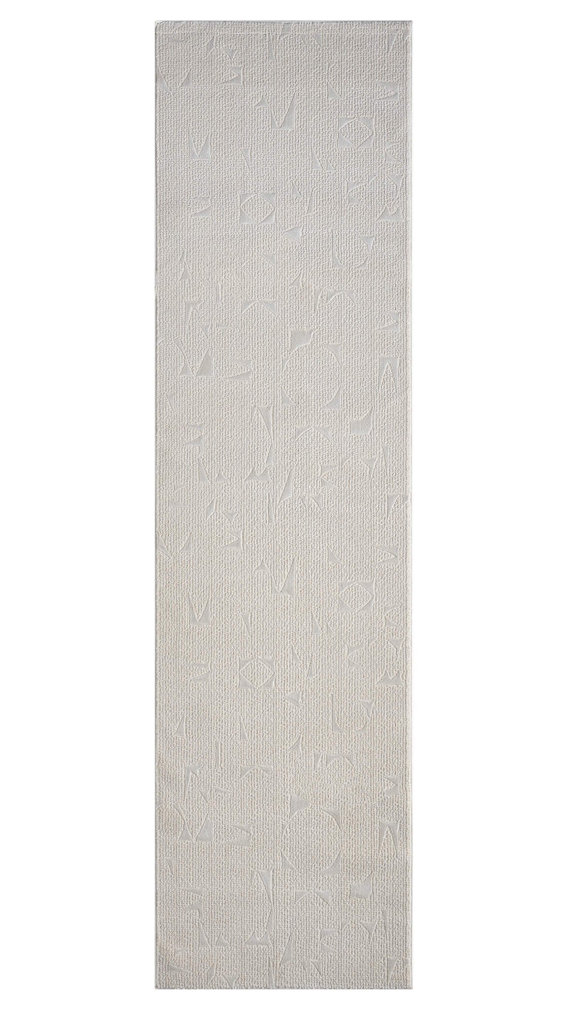 Rectangular light gray rug on a white background