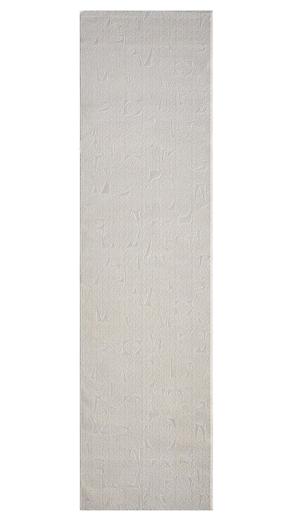 Rectangular light gray rug on a white background