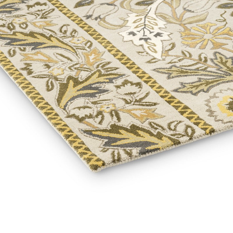 Wilhelmina Floral Rugs 127401 in Linen Mustard by William Morris