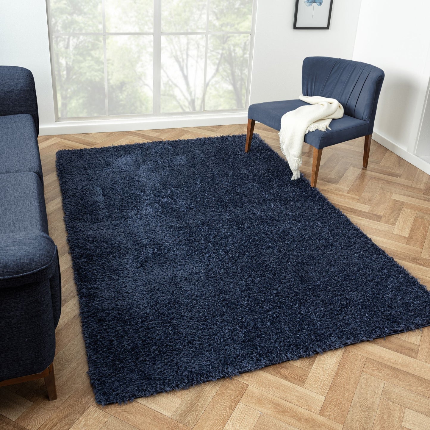 Fluffy Shag Rug 396 Navy