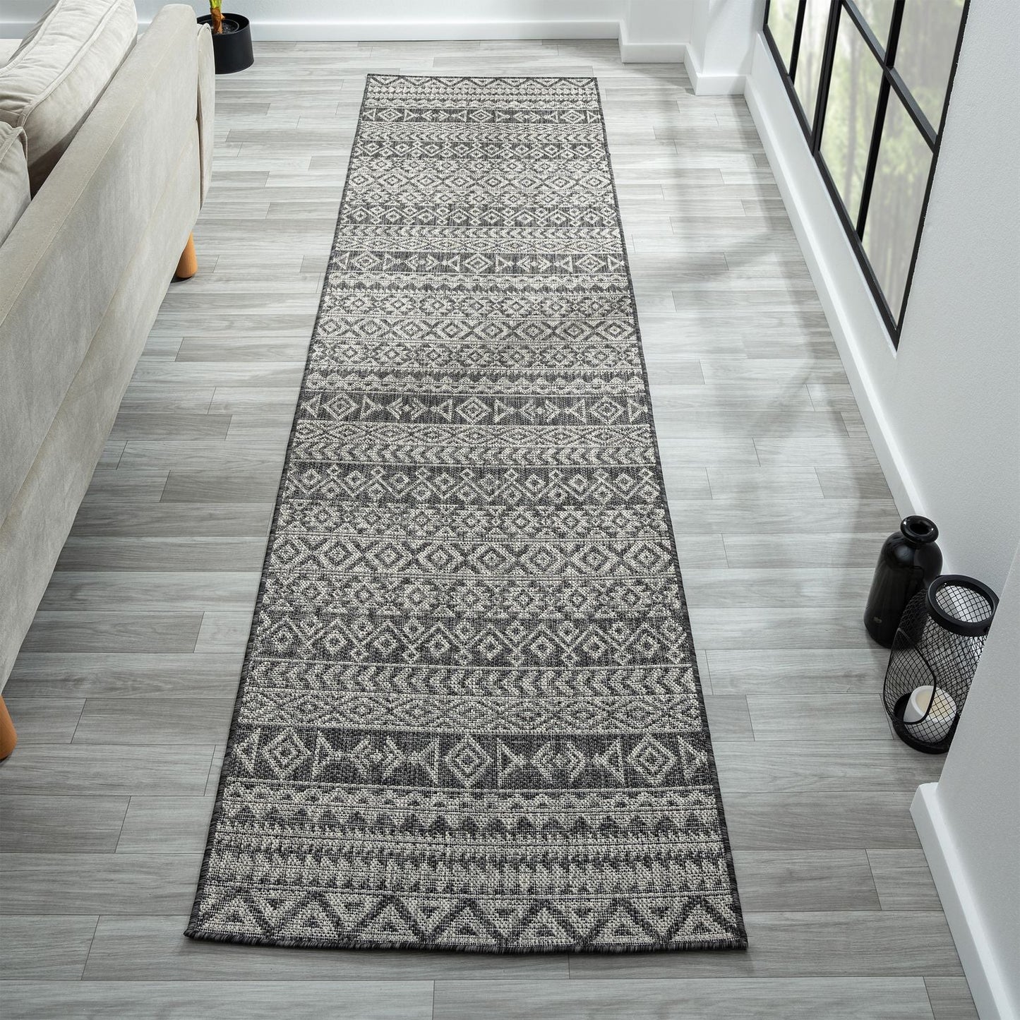 Alfa Out Door Rug 421 Charcoal Runner