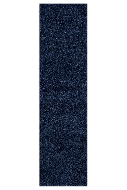 Fluffy Shag Rug 396 Navy Runner