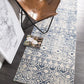 Oasis Ismail White Blue Rustic Runner Rug
